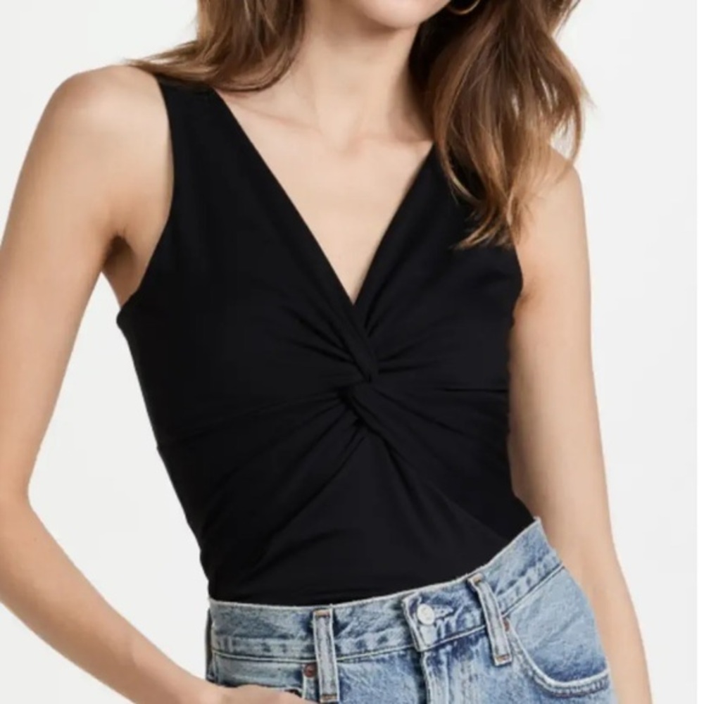 SUSANA MONACO WOMEN’S KNOTTED FRONT TANK BLACK SZ S